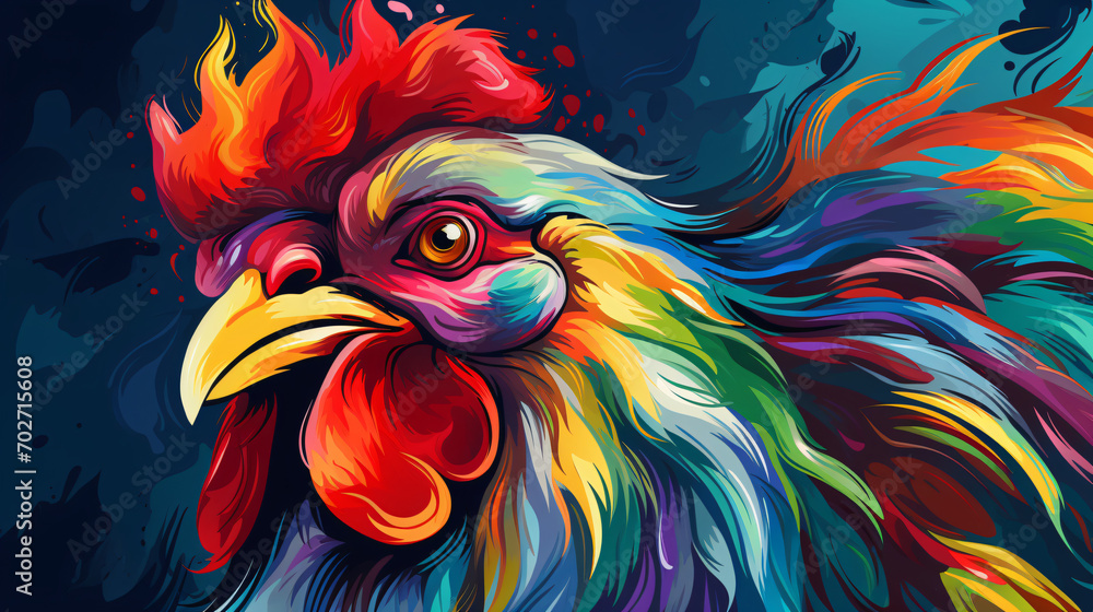 Colorful wooden painted Rooster like cartoon Colorful wooden painted Rooster like cartoon