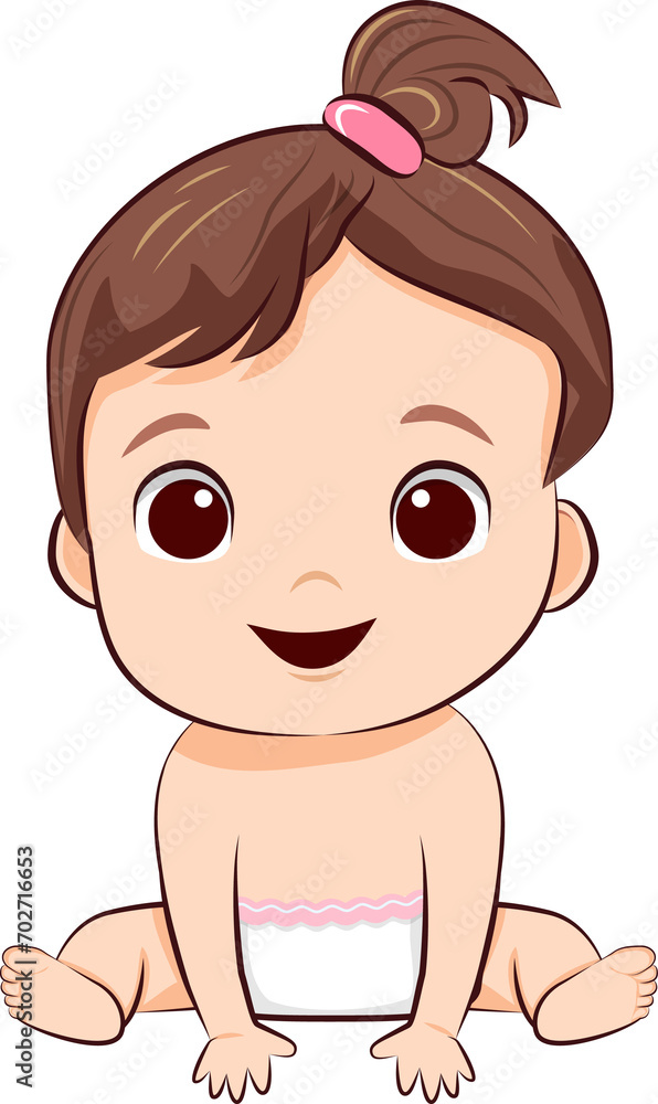 Little Baby Girl smiling and sitting character Little Baby Girl smiling and sitting character
