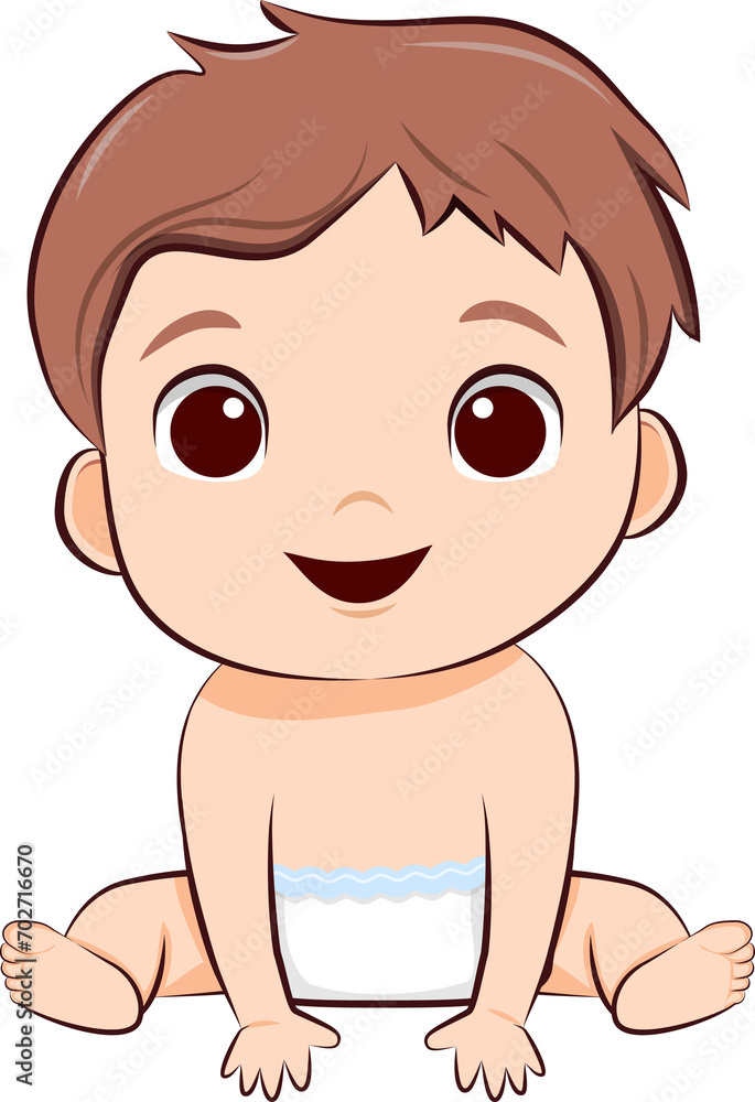 Cute Baby boy smiling and sitting character