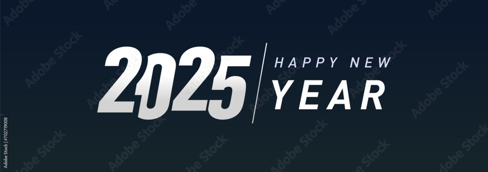 Happy 2025 horizontal banner. Promotional concept. New year holiday sale poster. Creative typography. Black and white flat design. Website graphic icon. Monochrome style. Annual template. Happy 2025 horizontal banner. Promotional concept. New year holiday sale poster. Creative typography. Black and white flat design. Website graphic icon. Monochrome style. Annual template.
