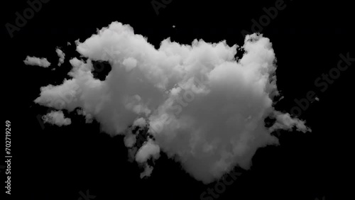 3D Cloud with alpha channel and looping animation. Slowly transforms in space