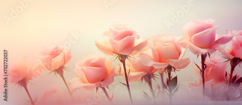 Fresh Blossoms: A Romantic Bouquet of Pink Roses, Floral Beauty, and Nature's Delicate Flora - a Closeup of Summer's Pastel Blooming Petals on a Soft White Background