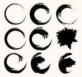 set of hand drawn elements brush stroke  template,
brush stroke set, set of stains, a set of black ink circles with different shapes brush stroke, abstract brush stroke bundle black, 