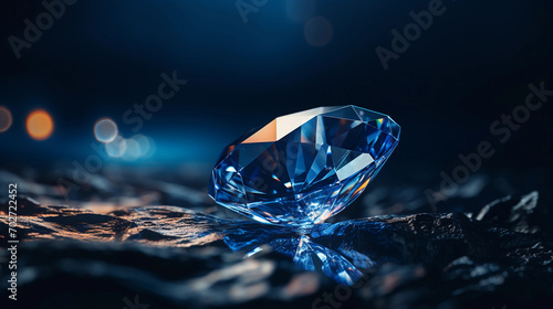 Elegant Sapphire Showcase: Deep Blue Backdrop Enhancing the Majesty of Sapphire