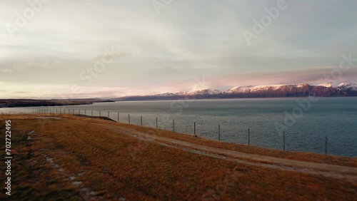 Wallpaper Mural Ocean shore with snowy mountains in the background Torontodigital.ca