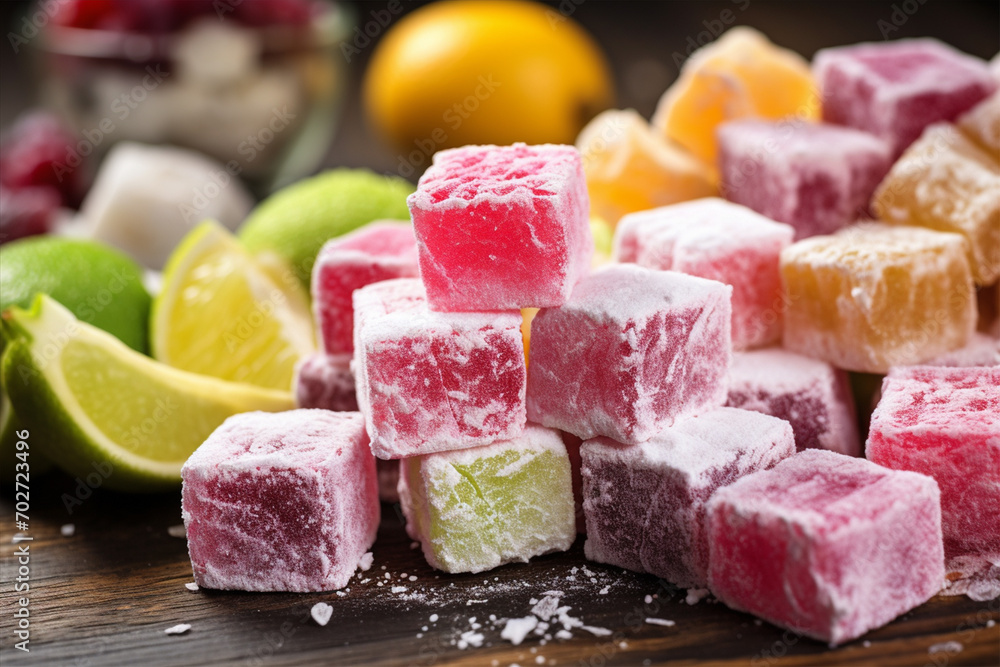 Turkish delight, close-up Turkish delight, close-up