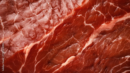 Close-up of fresh raw red beef meat steak structure. Food background. Generative AI