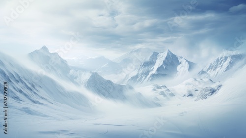 panorama of mountains with snow
