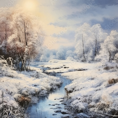winter landscape with river and trees © Tom