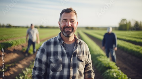 A farmer in a field with crops looking at a sunset , farmer, field, crops, sunset
