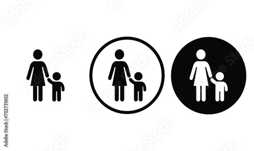 icon Mother And Son black outline for web site design 
and mobile dark mode apps 
Vector illustration on a white background