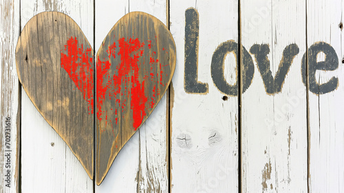 Rustic Heart with Red Splatters and word Love