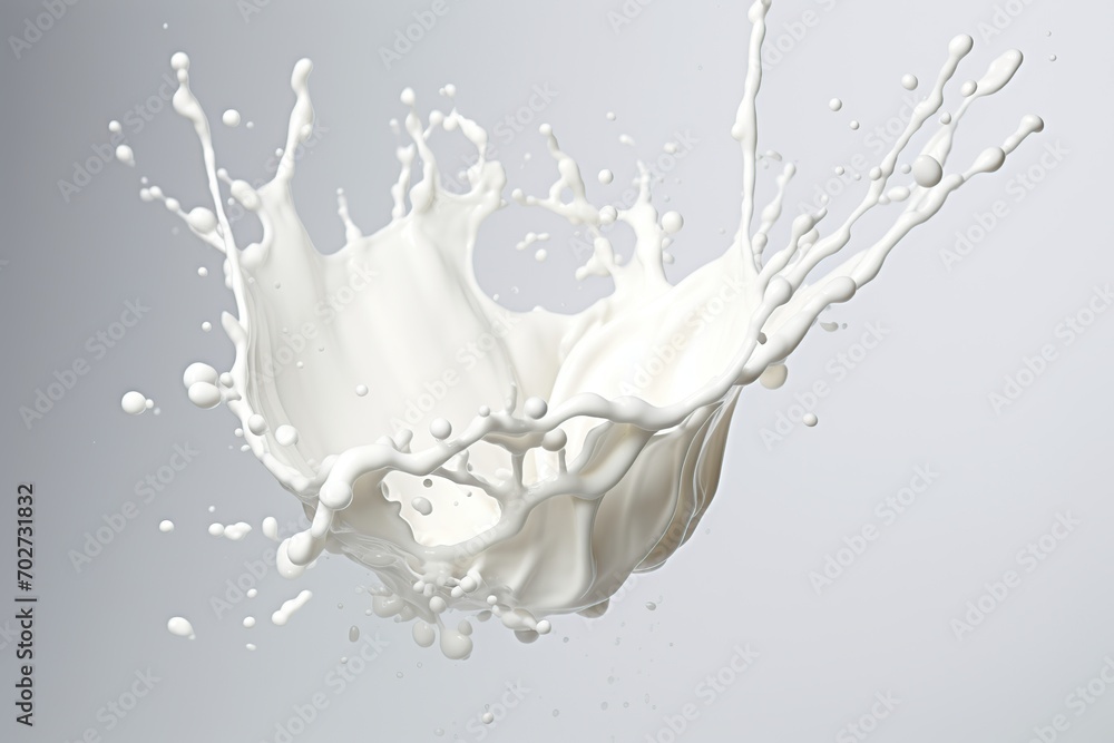 Photo of milk splash on grey background Photo of milk splash on grey background
