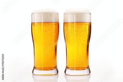 Glasses of beer isolated on white background