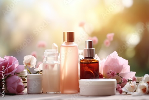 Natural cosmetics with herbal ingredients and skin care products