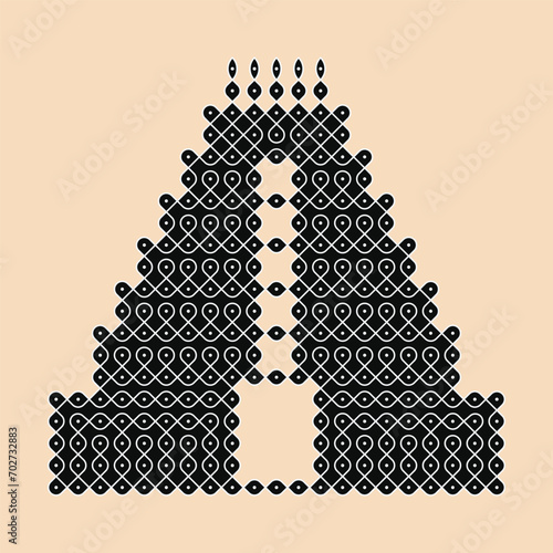 South Indian Traditional and Cultural pulli or sikku Kolam home decor vector.