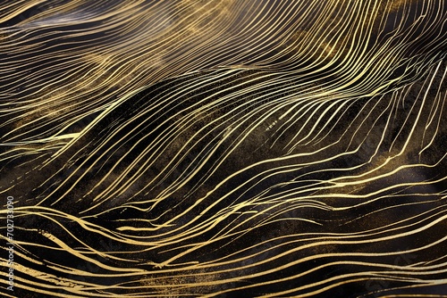Gold Technological Lines on a Black Background