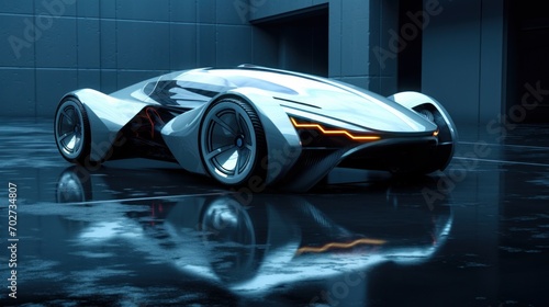 Futuristic Concept Car with Reflective Surface © Polypicsell