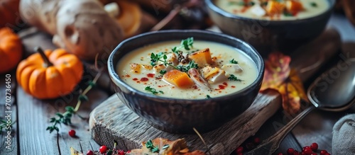 Chicken cream soup, perfect for autumn.