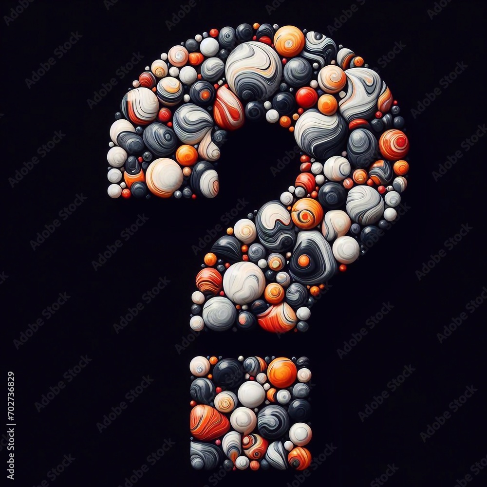 Question shape made of marble pebbles. AI generated illustration Question shape made of marble pebbles. AI generated illustration