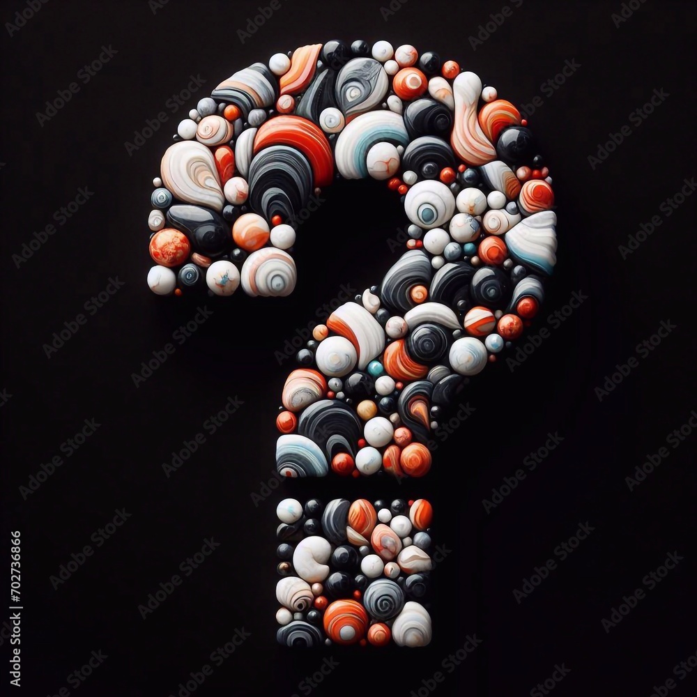 Question shape made of marble pebbles. AI generated illustration Question shape made of marble pebbles. AI generated illustration