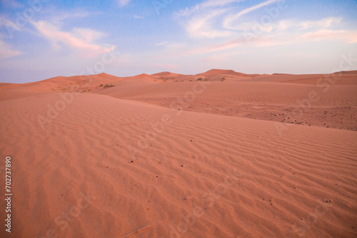 Moroccan desert  footprints in the dunes