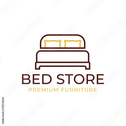 Bed store logo. Simple Furniture Bed Store Logo Template Vector
