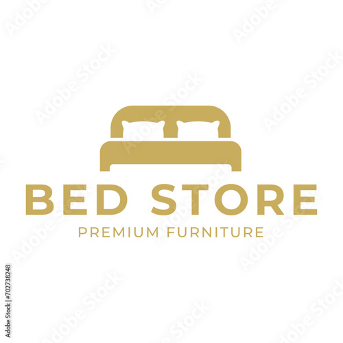 Bed store logo. Simple Furniture Bed Store Logo Template Vector
