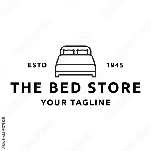 Bed store logo. Simple Furniture Bed Store Logo Template Vector
