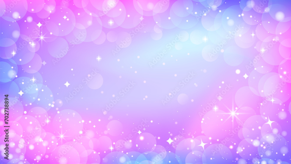 Fairy background. Pastel bokeh background with glittering stars and sparkles.
