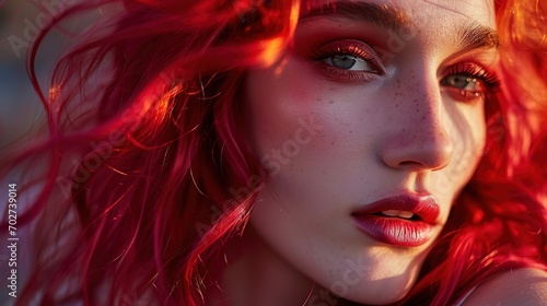pretty woman close up fashion portrait in Bohemian Boho Chic style  charming and enigmatic dreamlike atmosphere  Generative Ai