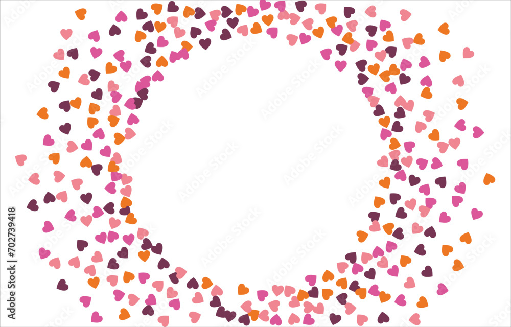 Bright hearts confetti corner frame on white background. Valentine's Day. Banner template. Space for text. Vector illustration. Bright hearts confetti corner frame on white background. Valentine's Day. Banner template. Space for text. Vector illustration.