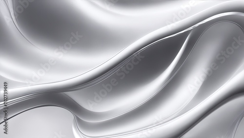 Silver silk Wave Abstract design for background, Silver liquid, shiny material, smooth motion