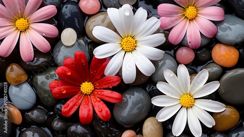 flower and stones