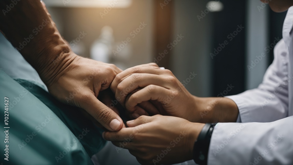 doctor and patient hands holding hands. Healthcare and medical concept doctor and patient hands holding hands. Healthcare and medical concept