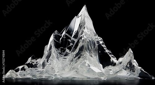Mockup mountain ice rock sculpture design in transparent.crystal mountain peak background. photo