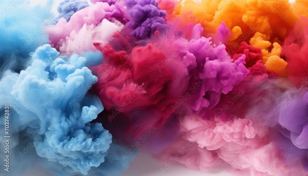 Explosion of colored powder on black background. Colored cloud.. Holi paint.