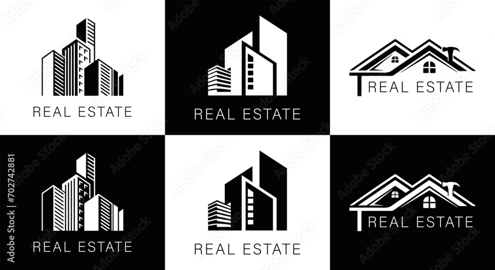 Mega Set and Big Group, Real Estate, Building and Construction Logo Vector Design