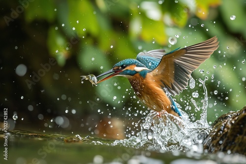Kingfisher catching the fish.