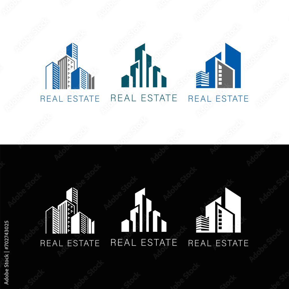 Fototapeta premium REAL ESTATE BUILDING LOGO VECTOR, Real Estate Logo Design Template Vector Graphic Branding Element.