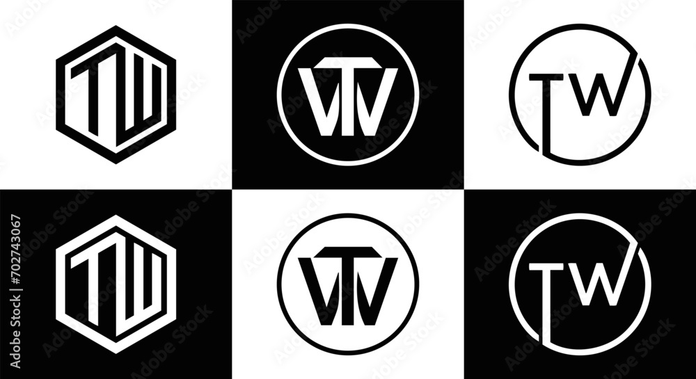 Tw Design TW logo. TW set , T W design. White TW letter. TW, T W letter logo ...