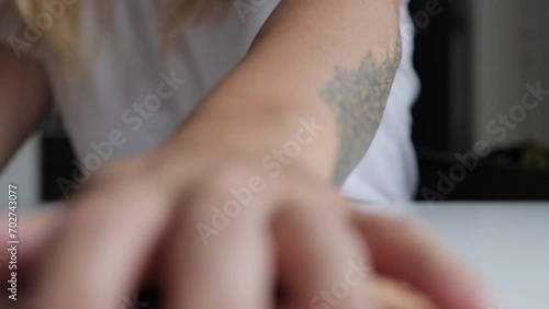 Wallpaper Mural female hands close-up throwing a stack of 50 euros on the table.money concept. High quality FullHD footage Torontodigital.ca