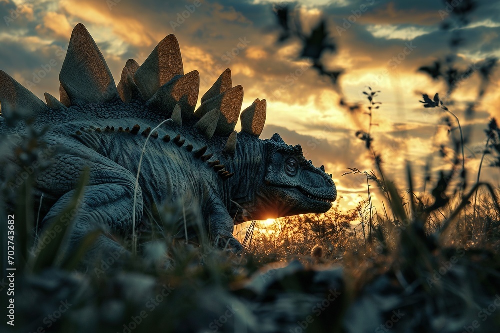Fototapeta premium Stegosaurus in forest.
