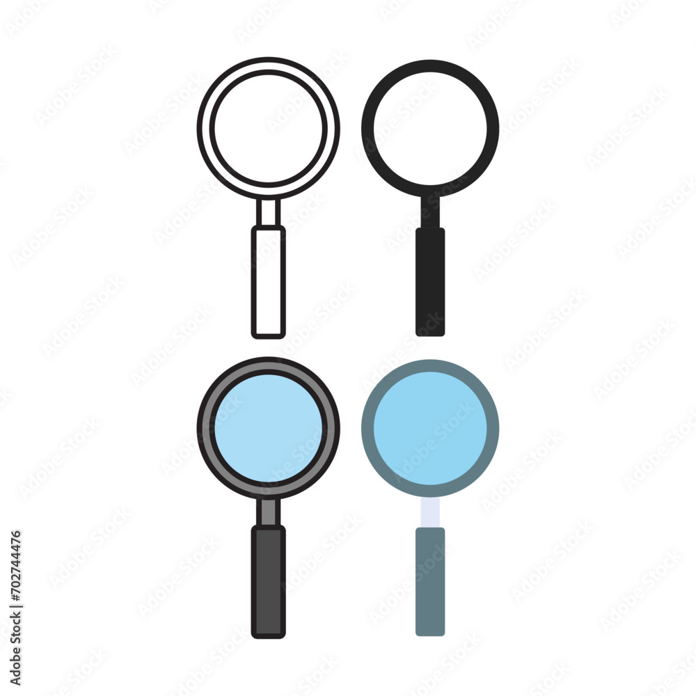 Set of Vector magnifying glass icon Set of Vector magnifying glass icon