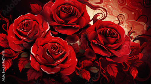Valentines day background with roses Illustration