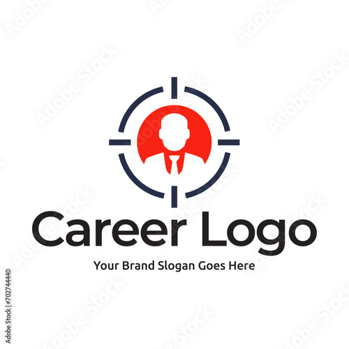 Job logo finder design template. Creative concept of digital find job vector illustration.