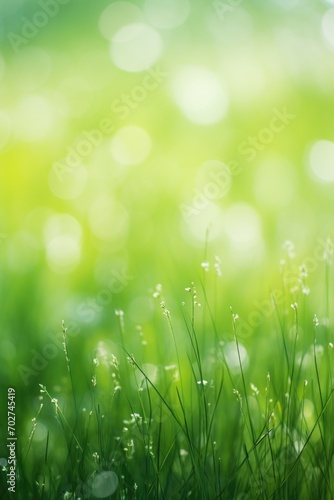 Soczysta luksusowa zielona trawa na łące z kroplami wodna rosa w ranku świetle w wiosny lata outdoors zakończeniu makro-, panorama. Piękny artystyczny obraz czystości i świeżości przyrody, kopia przestrzeń.