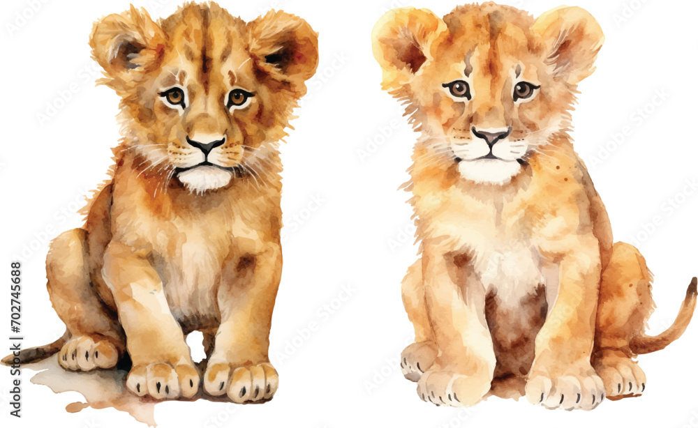 Obraz premium watercolor of cute lion