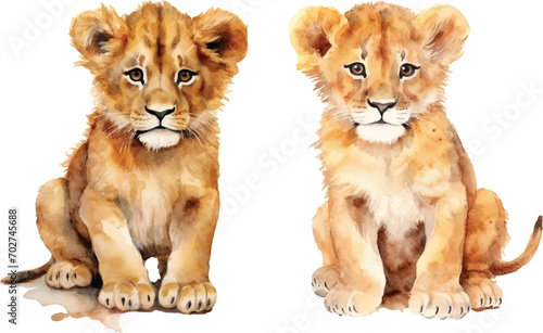 watercolor of cute lion © Finkha