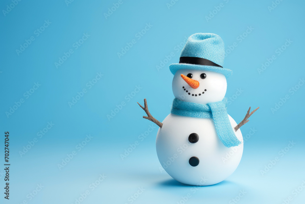 Chill Vibes: Isolated Snowman on Icy Background